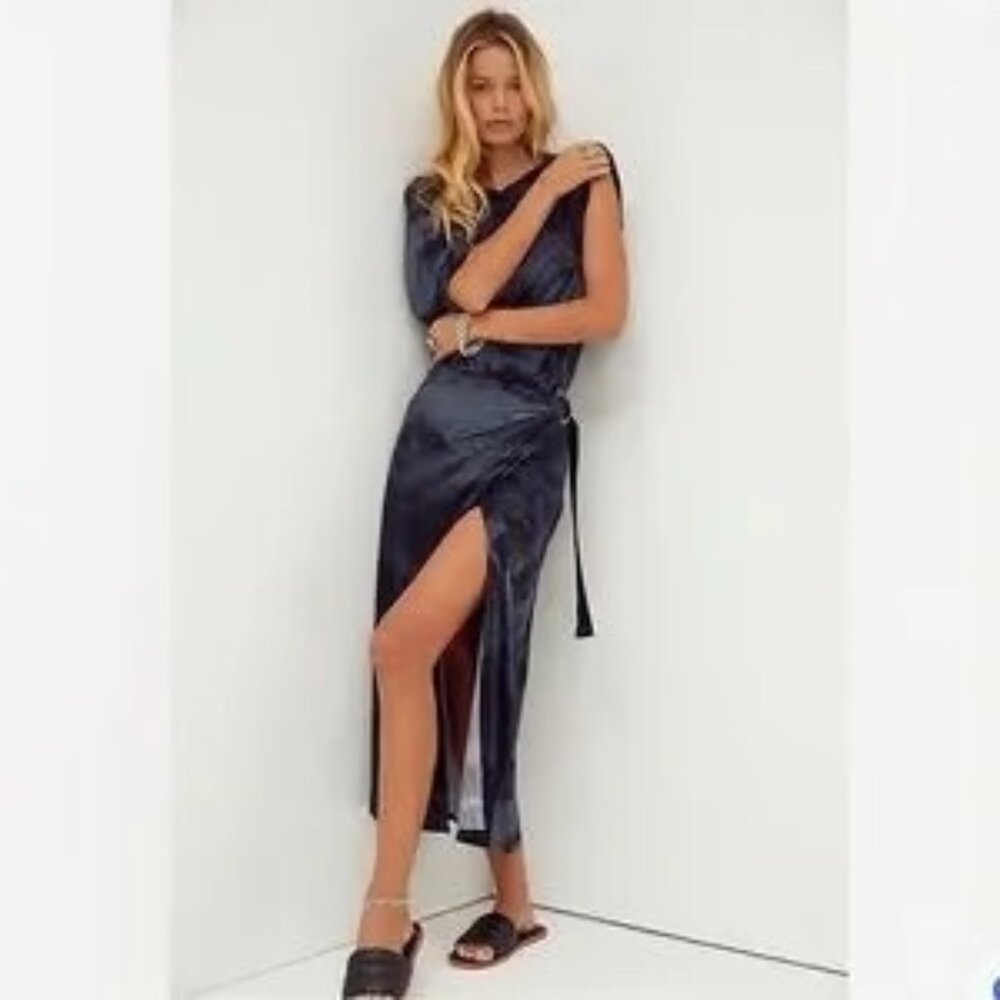 Free People Alyssa Wrap Maxi Dress Black / Noir Size Small